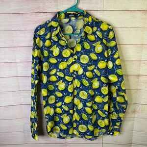 Jogal Men’s Lemon Print Long Sleeve‎ Button Up Shirt Size Small